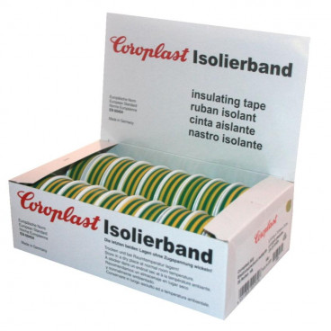 Coroplast Box PVC Isolierband Breite 15 mm, Länge 10 m Farbe grün/gelb Inhalt 20 Stück