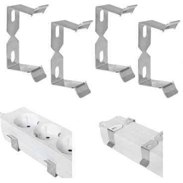 4 Stück Halteklammer Set, Metall, für Tischsteckdosen ab Breite 45mm
