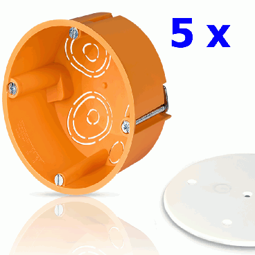 5x Hohlwanddosen Schalterdosen Abzweigdose inkl. Schraubdeckel Tiefe 55mm / 74mm Ø