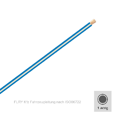 1,50 mm² einadrig Kfz FLRy Leitung Farbe Blau - Weis 20 Meter Bund