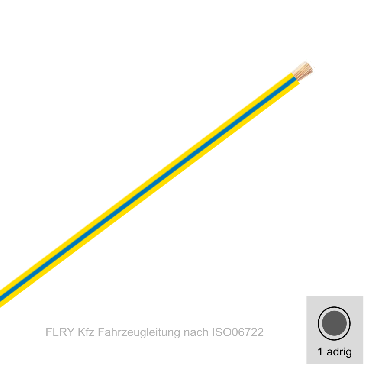 0,35 mm² einadrig Kfz FLRy Leitung Farbe Gelb - Blau 50 Meter Bund