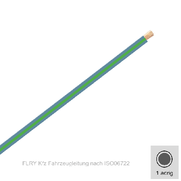 1,50 mm² einadrig Kfz FLRy Leitung Farbe Grau - Grün  20 Meter Bund