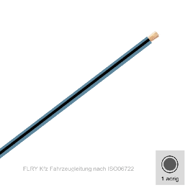 1,50 mm² einadrig Kfz FLRy Leitung Farbe Grau - Schwarz  20 Meter Bund