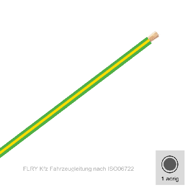 1,50 mm² einadrig Kfz FLRy Leitung Farbe Grün - Gelb  20 Meter Bund