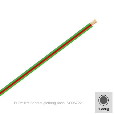 0,50 mm² einadrig Kfz FLRy Leitung Farbe Grün - Rot 50 Meter Bund