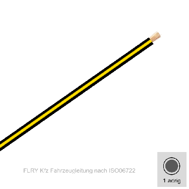 1,00 mm² einadrig Kfz FLRy Leitung Farbe Schwarz - Gelb ( Meterware )