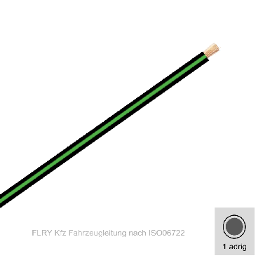 0,75 mm² einadrig Kfz FLRy Leitung Farbe  Schwarz - Grün 50 Meter Bund