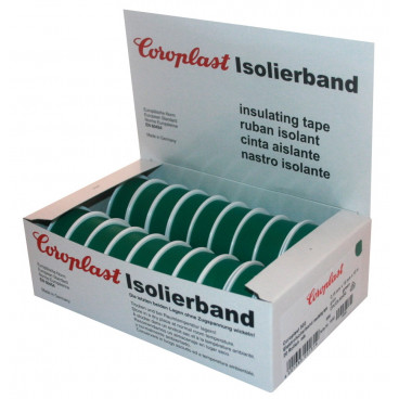 Coroplast Box PVC Isolierband Breite 15 mm, Länge 10 m Farbe grün Inhalt 20 Stück