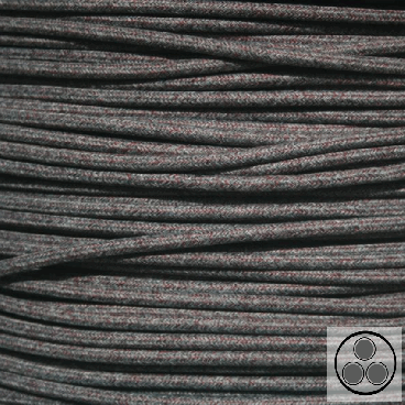 Textilkabel, Stoffkabel, Baumwolle Schwarz Weis Bordaux 3 adrig 3 x 0,75 mm² rund