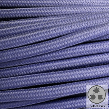 Textilkabel, Stoffkabel, Farbe Violettblau 3 adrig 3 x 0,75 mm² rund mit Füllgarn (Meterware)