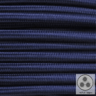Textilkabel, Stoffkabel, Farbe Dunkelblau 3 adrig 3 x 0,75 mm² rund mit Füllgarn (Meterware)