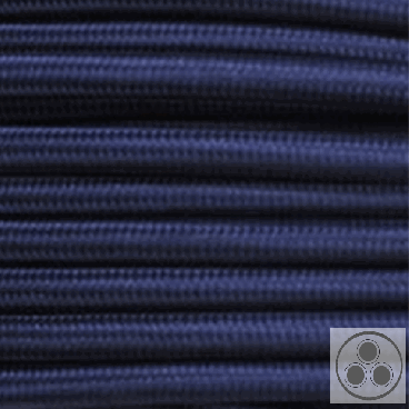 Textilkabel, Stoffkabel, Farbe Dunkelblau 3 adrig 3 x 0,75 mm² rund (Meterware)