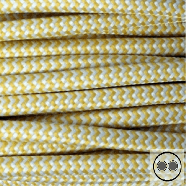 Textilkabel, Stoffkabel, Gelb Zick Zack 2 adrig 2 x 0,75 mm² rund (Meterware)