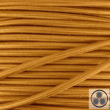 Textilkabel, Stoffkabel, Farbe Gold 3 adrig 3 x 0,75 mm² rund (Meterware)