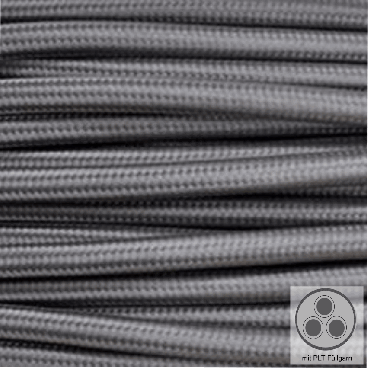 Textilkabel, Stoffkabel, Farbe Grau 3 adrig 3 x 0,75 mm² rund mit Füllgarn (Meterware)