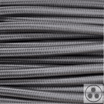Textilkabel, Stoffkabel, Farbe Grau 3 adrig 3 x 0,5 mm² rund (Meterware)