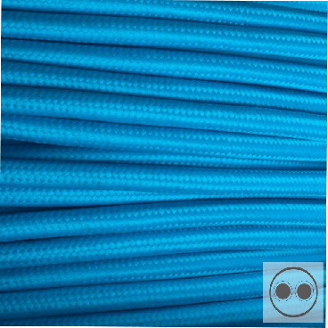 Textilkabel, Stoffkabel, Farbe Hellblau 2 adrig 2 x 0,5 mm² rund (Meterware)