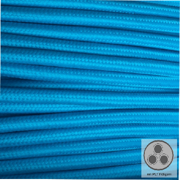 Textilkabel, Stoffkabel, Farbe Hellblau 3 adrig 3 x 0,75 mm² rund mit Füllgarn (Meterware)