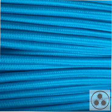 Textilkabel, Stoffkabel, Farbe Hellblau 3 adrig 3 x 0,5 mm² rund (Meterware)