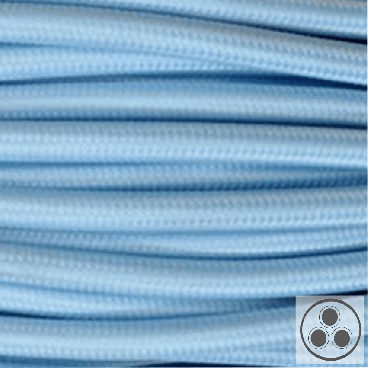 Textilkabel, Stoffkabel, Farbe Light Blau 3 adrig 3 x 0,75 mm² rund (Meterware)