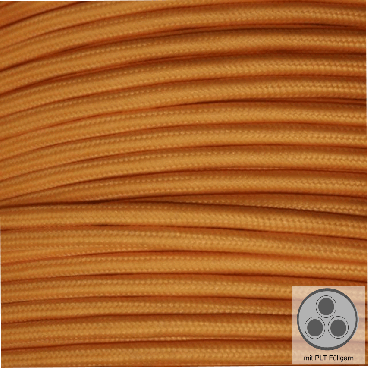 Textilkabel, Stoffkabel, Farbe Light Orange 3 adrig 3 x 0,75 mm² rund Füllgarn (Meterware)
