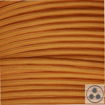 Textilkabel, Stoffkabel, Farbe Light Orange 3 adrig 3 x 0,75 mm² rund (Meterware)