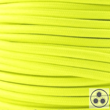 Textilkabel, Stoffkabel, Farbe Neon Gelb 3 adrig 3 x 0,75 mm² rund (Meterware)