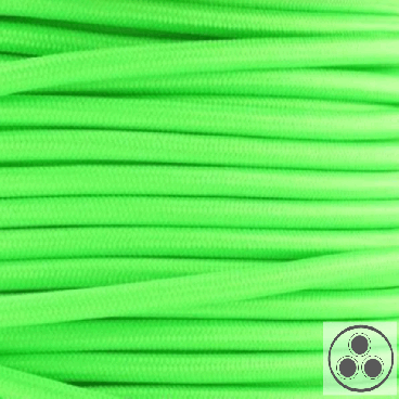 Textilkabel, Stoffkabel, Farbe Neon Grün 3 adrig 3 x 0,75 mm² rund (Meterware)