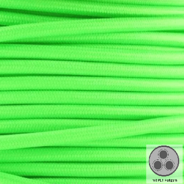 Textilkabel, Stoffkabel, Farbe Neon Grün 3 adrig 3 x 0,75 mm² rund mit Füllgarn (Meterware)