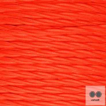 Textilkabel, Stoffkabel, Farbe Neon Orange 2 adrig 2 x 0,75 mm² verseilt (Meterware)