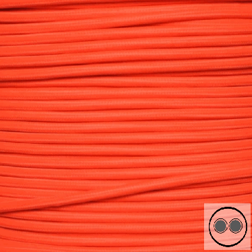 Textilkabel, Stoffkabel, Farbe Neon Orange 2 adrig 2 x 0,75 mm² rund (Meterware)