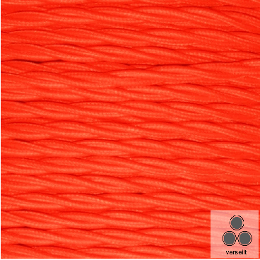 Textilkabel, Stoffkabel, Farbe Neon Orange 3 adrig 3 x 0,75 mm² verseilt (Meterware)