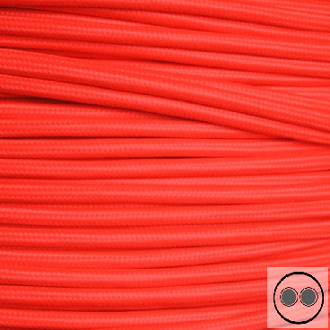 Textilkabel, Stoffkabel, Farbe Neon Rot 2 adrig 2 x 0,75 mm² rund (Meterware)