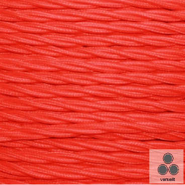 Textilkabel, Stoffkabel, Farbe Neon Rot 3 adrig 3 x 0,75 mm² verseilt (Meterware)