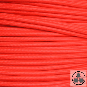 Textilkabel, Stoffkabel, Farbe Neon Rot 3 adrig 3 x 0,75 mm² rund (Meterware)