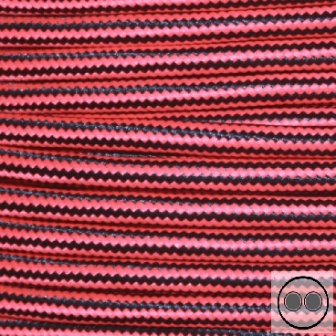 Textilkabel, Stoffkabel, Neon Rot Zick Zack adrig 2 x 0,75 mm² rund (Meterware)