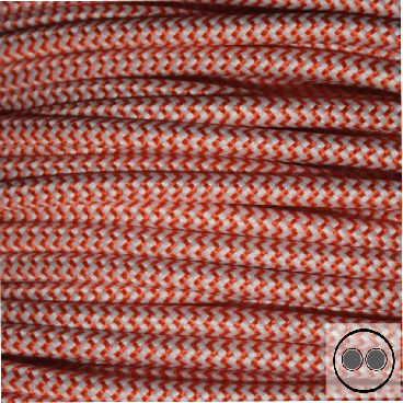 Textilkabel, Stoffkabel, Orange Zick Zack adrig 2 x 0,75 mm² rund (Meterware)