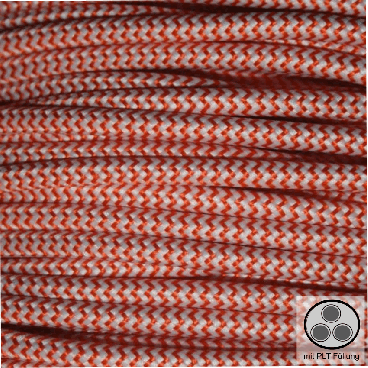 Textilkabel, Stoffkabel, Orange Zick Zack 3 adrig 3 x 0,75 mm² rund mit Füllgarn (Meterware)