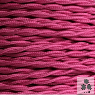 Textilkabel, Stoffkabel, Farbe Pink 3 adrig 3 x 0,75 mm² verseilt (Meterware)