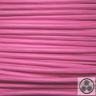 Textilkabel, Stoffkabel, Farbe Pink 3 adrig 3 x 0,75 mm² rund (Meterware)