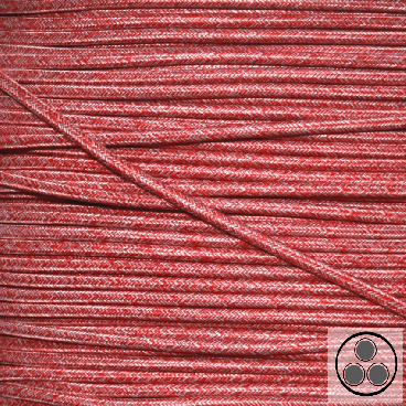 Textilkabel, Stoffkabel, Farbe Retro Rot 3 adrig 3 x 0,75 mm² rund (Meterware)