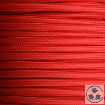 Textilkabel, Stoffkabel, Farbe Rot 3 adrig 3 x 0,5 mm² rund (Meterware)