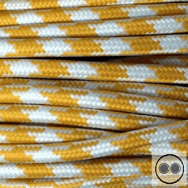 Textilkabel, Stoffkabel, Stern Gelb Weis 2 adrig 2 x 0,75 mm² rund (Meterware)
