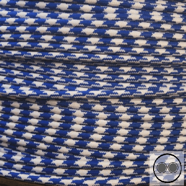 Textilkabel, Stoffkabel, Stern Königsblau Weis 2 adrig 2 x 0,75 mm² rund (Meterware)