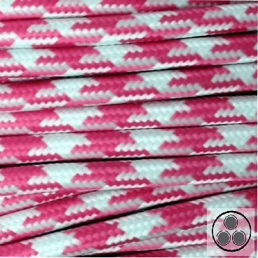 Textilkabel, Stoffkabel, Stern Pink Weis 3 adrig 3 x 0,75 mm² rund (Meterware)