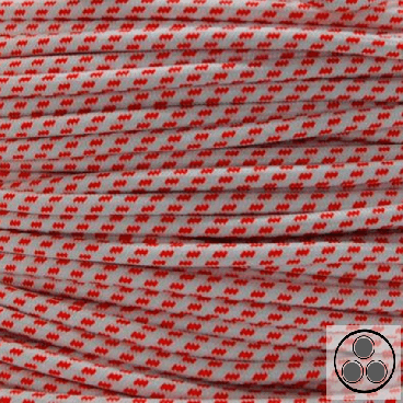 Textilkabel, Stoffkabel, Farbe Welle Rot 3 adrig 3 x 0,75 mm² rund (Meterware)