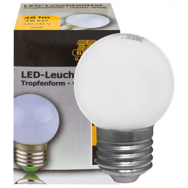 LED Lampe, Tropfen, E27 / 1W, opal, 60 lm, TS-Electronics