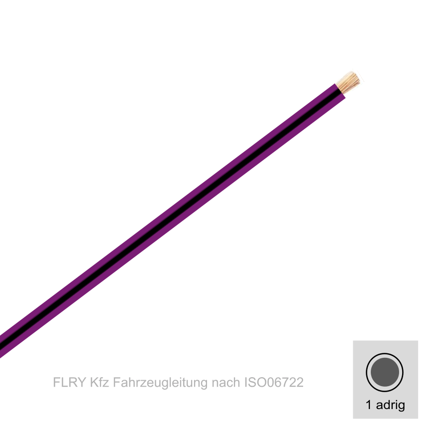 2,50 mm² einadrig Kfz FLRy Leitung Farbe Violett - Schwarz