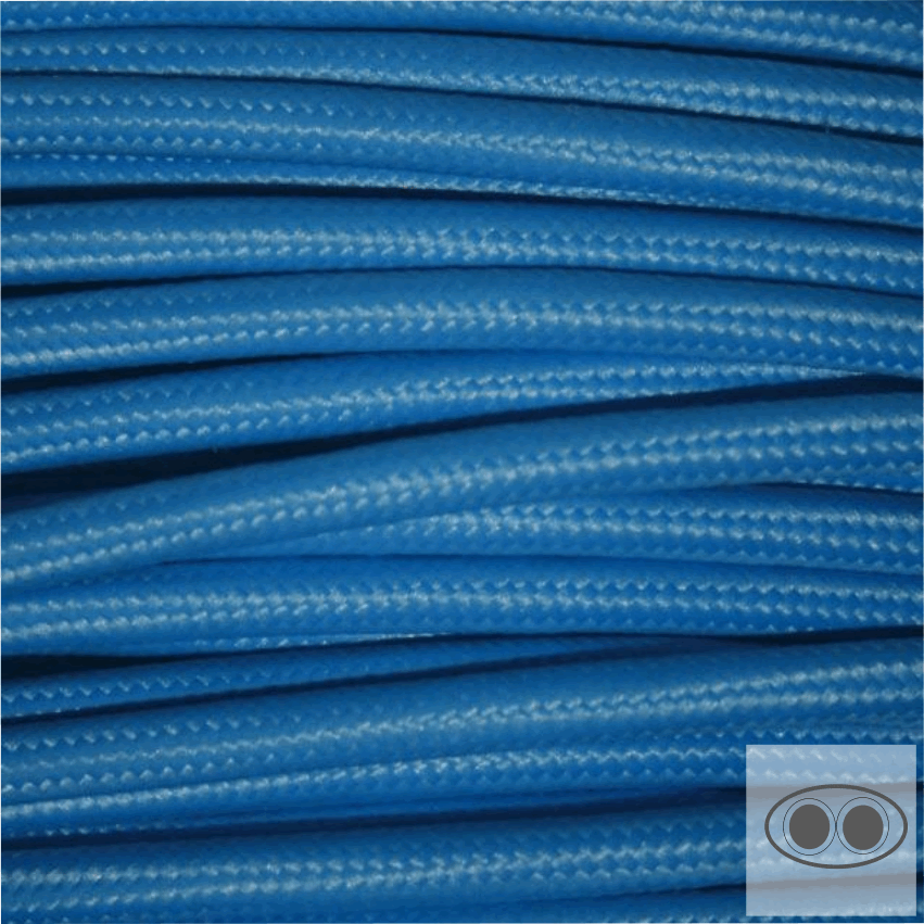 Textilkabel, Stoffkabel, Farbe Blau 2 adrig 2 x 0,75 mm² Flachkabel  (Meterware)