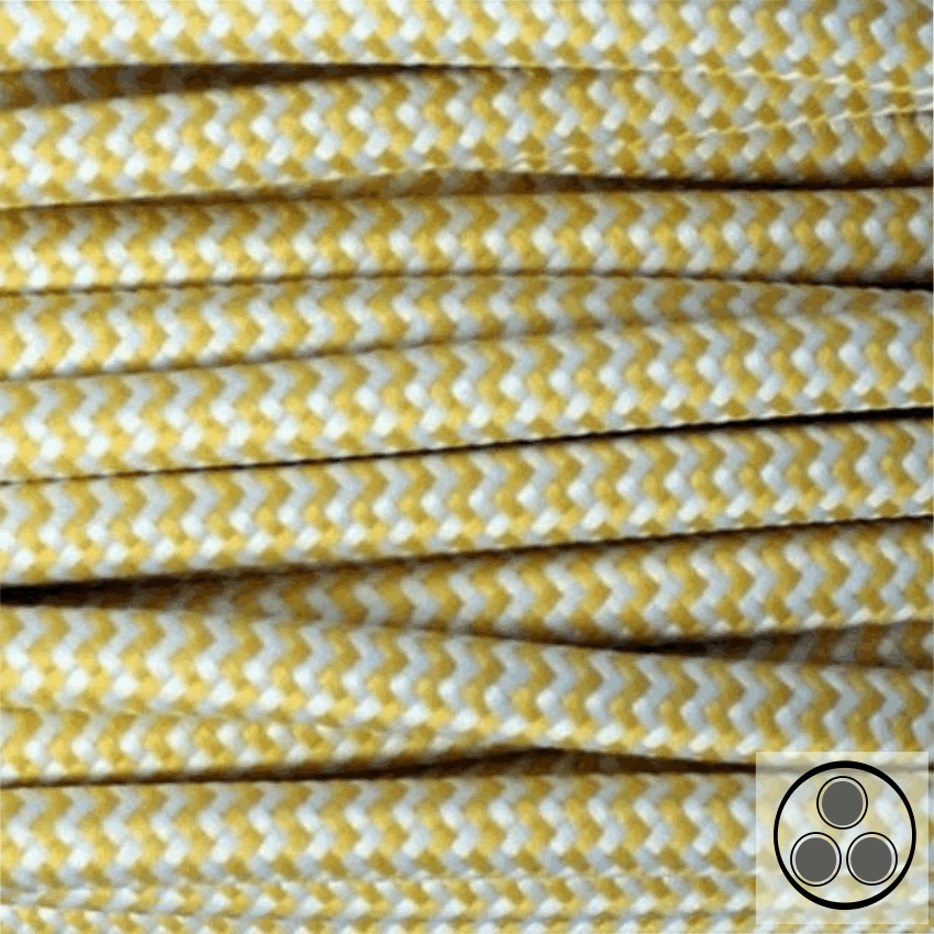 Meterware Farbe Gold adrig 2 x 0,75 mm² rund Stoffkabel Textilkabel 